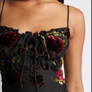 NWT Rare London Devore Rose Tie Maxi Dress